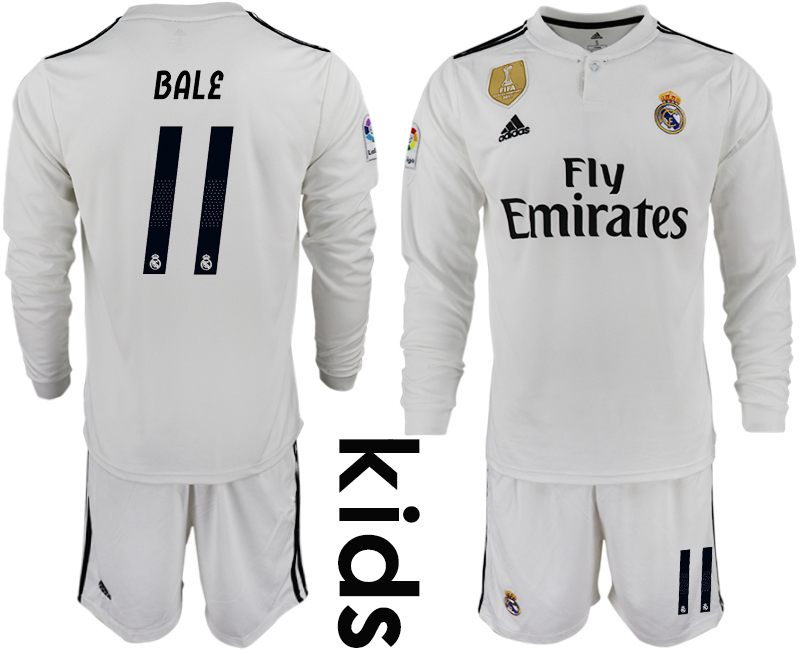 2018_2019 Club Real Madrid home long sleeve Youth #11 soccer jerseys->youth soccer jersey->Youth Jersey